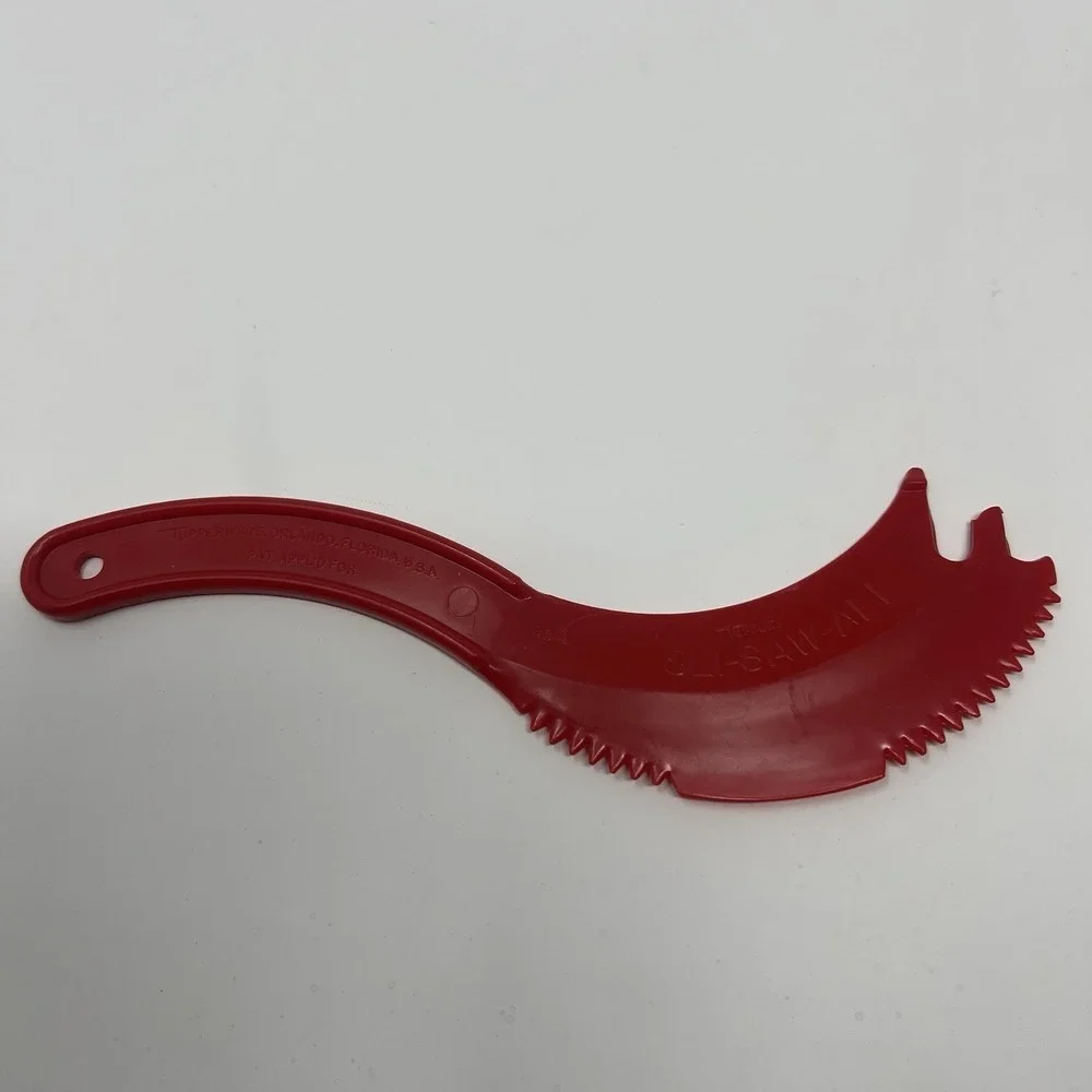 Tupperware Sli Saw All Red Plastic Knife Slicer Cheese Veggie Olive Fork 46-4